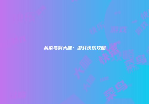 从菜鸟到大腿：游戏快乐攻略