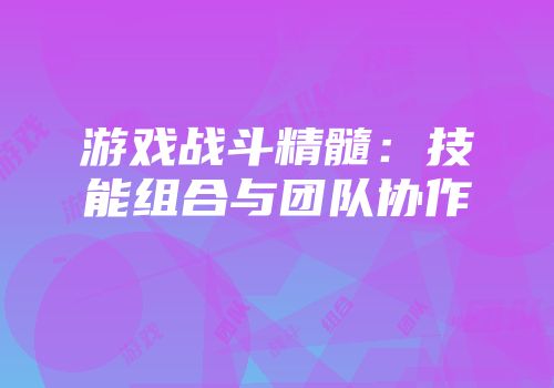 游戏战斗精髓：技能组合与团队协作