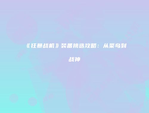 《狂暴战机》装备挑选攻略：从菜鸟到战神