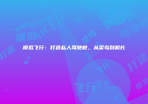 模拟飞行：打造私人驾驶舱，从菜鸟到机长