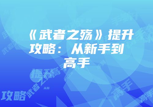 《武者之殇》提升攻略：从新手到高手