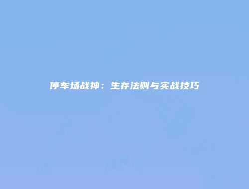 停车场战神：生存法则与实战技巧
