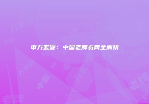 申万宏源：中国老牌券商全解析