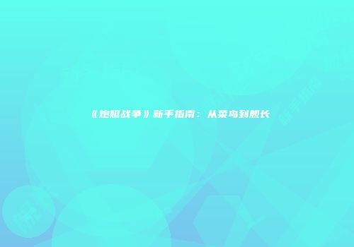 《炮艇战争》新手指南：从菜鸟到舰长