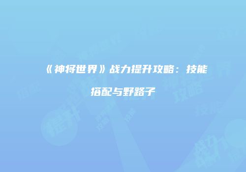 《神将世界》战力提升攻略：技能搭配与野路子