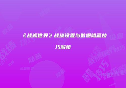 《战舰世界》战绩设置与数据隐藏技巧解析