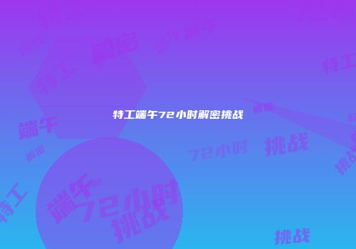 特工端午72小时解密挑战