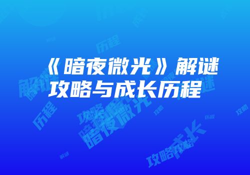 《暗夜微光》解谜攻略与成长历程