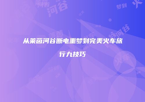 从莱茵河谷断电噩梦到完美火车旅行九技巧