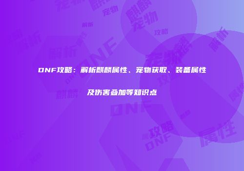 DNF攻略：解析麒麟属性、宠物获取、装备属性及伤害叠加等知识点