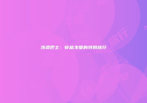 沙漠巴士：穿越戈壁的特别旅行