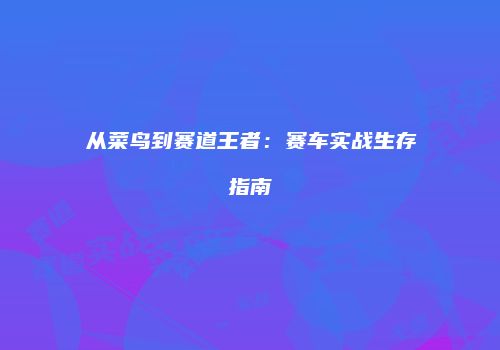 从菜鸟到赛道王者：赛车实战生存指南