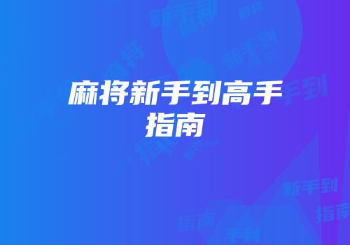 麻将新手到高手指南
