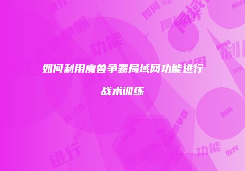 如何利用魔兽争霸局域网功能进行战术训练