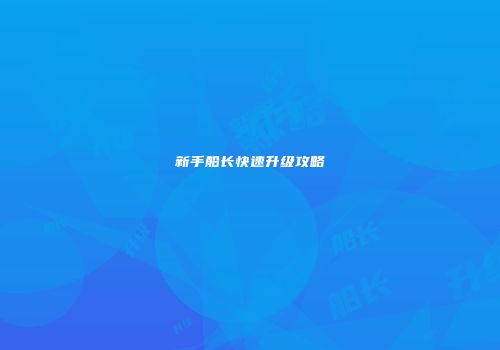 新手船长快速升级攻略