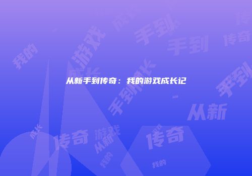 从新手到传奇：我的游戏成长记