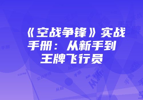 《空战争锋》实战手册：从新手到王牌飞行员