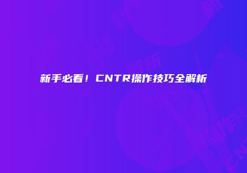 新手必看！CNTR操作技巧全解析