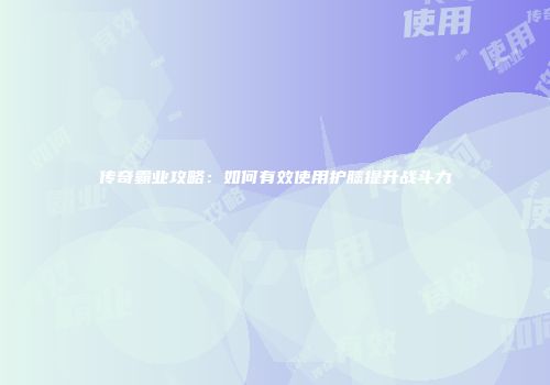传奇霸业攻略：如何有效使用护膝提升战斗力