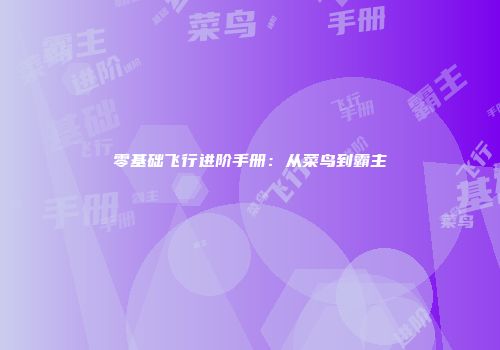 零基础飞行进阶手册：从菜鸟到霸主