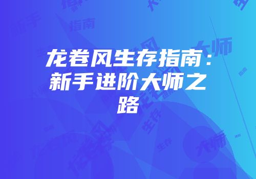 龙卷风生存指南：新手进阶大师之路