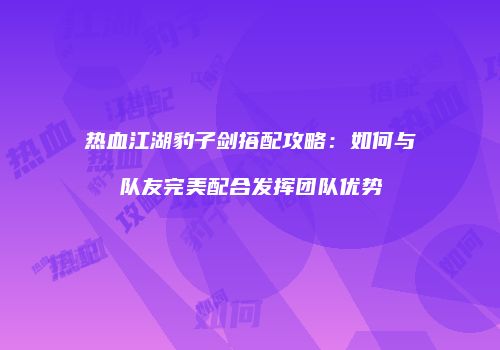 热血江湖豹子剑搭配攻略：如何与队友完美配合发挥团队优势