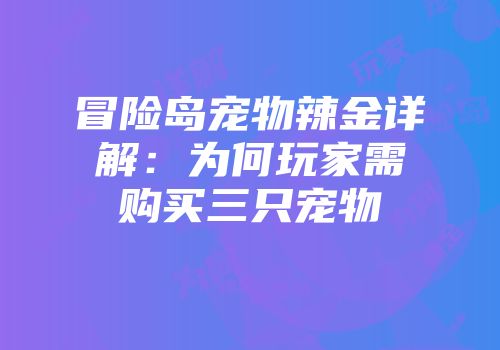 冒险岛宠物辣金详解：为何玩家需购买三只宠物