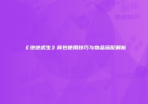 《绝地求生》背包使用技巧与物品搭配解析