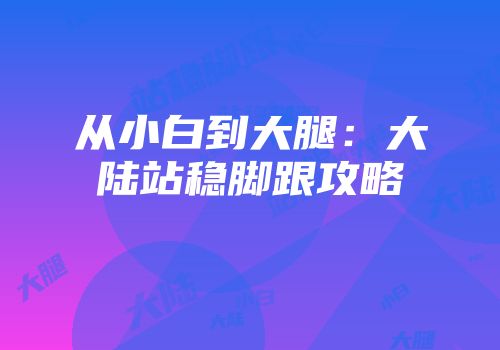 从小白到大腿：大陆站稳脚跟攻略