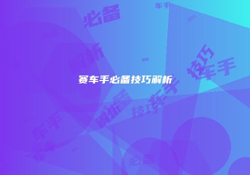 赛车手必备技巧解析