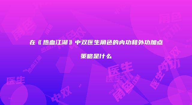 在《热血江湖》中双医生角色的内功和外功加点策略是什么