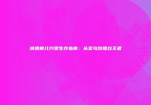 城墙根儿约架生存指南：从菜鸟到擂台王者
