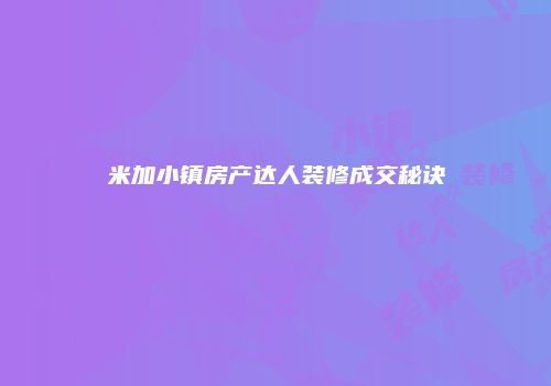 米加小镇房产达人装修成交秘诀