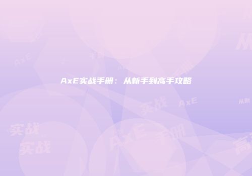 AxE实战手册：从新手到高手攻略
