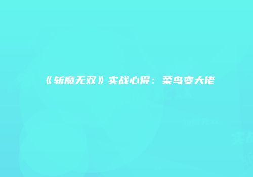 《斩魔无双》实战心得：菜鸟变大佬
