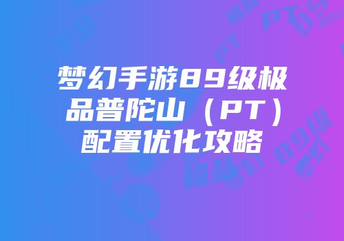 梦幻手游89级极品普陀山（PT）配置优化攻略
