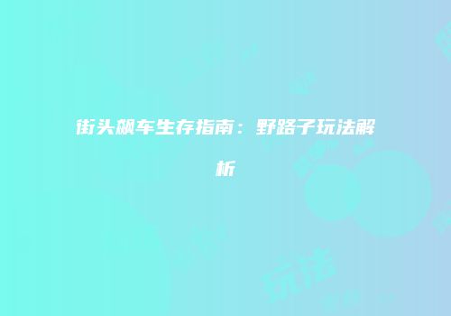街头飙车生存指南：野路子玩法解析