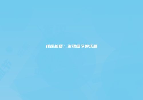 找茬秘籍：发现细节的乐趣
