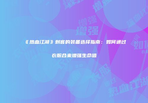《热血江湖》刺客的装备选择指南：如何通过衣服合来增强生命值