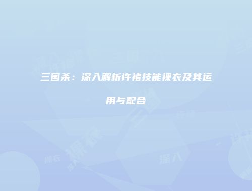 三国杀：深入解析许褚技能裸衣及其运用与配合