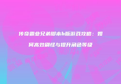传奇霸业兄弟脚本b版游戏攻略：如何高效刷怪与提升角色等级