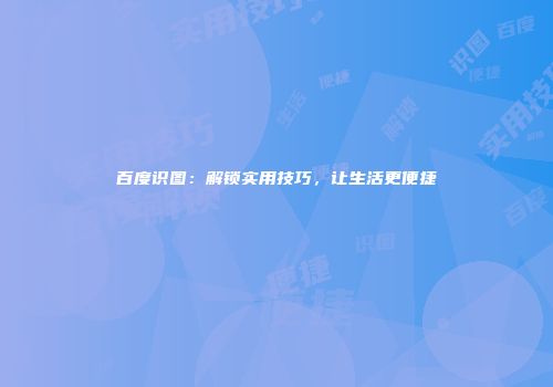 百度识图：解锁实用技巧，让生活更便捷