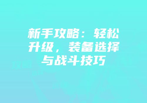 新手攻略：轻松升级，装备选择与战斗技巧