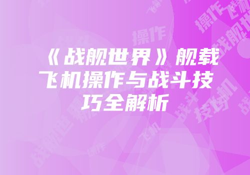 《战舰世界》舰载飞机操作与战斗技巧全解析