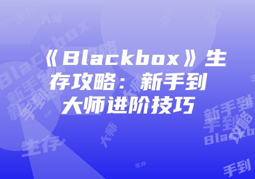 《Blackbox》生存攻略：新手到大师进阶技巧