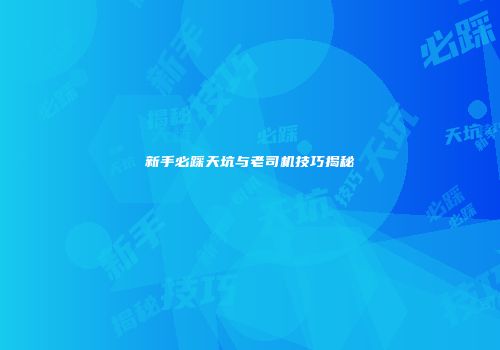 新手必踩天坑与老司机技巧揭秘