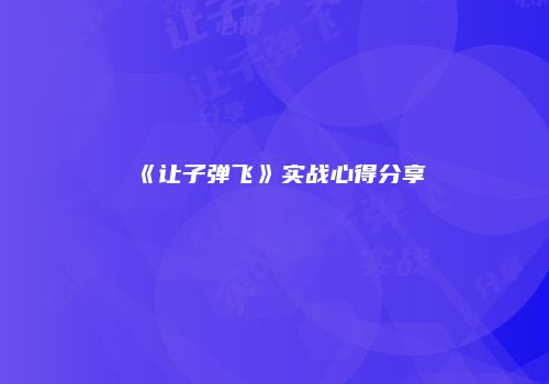 《让子弹飞》实战心得分享