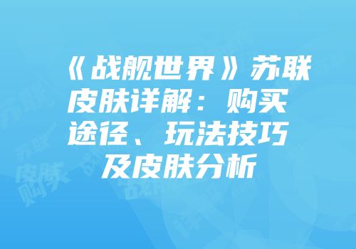 《战舰世界》苏联皮肤详解：购买途径、玩法技巧及皮肤分析