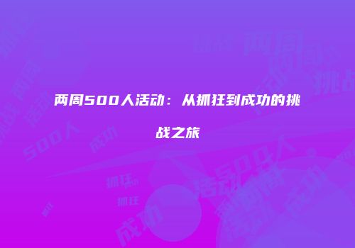 两周500人活动：从抓狂到成功的挑战之旅