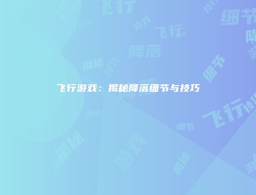飞行游戏：揭秘降落细节与技巧